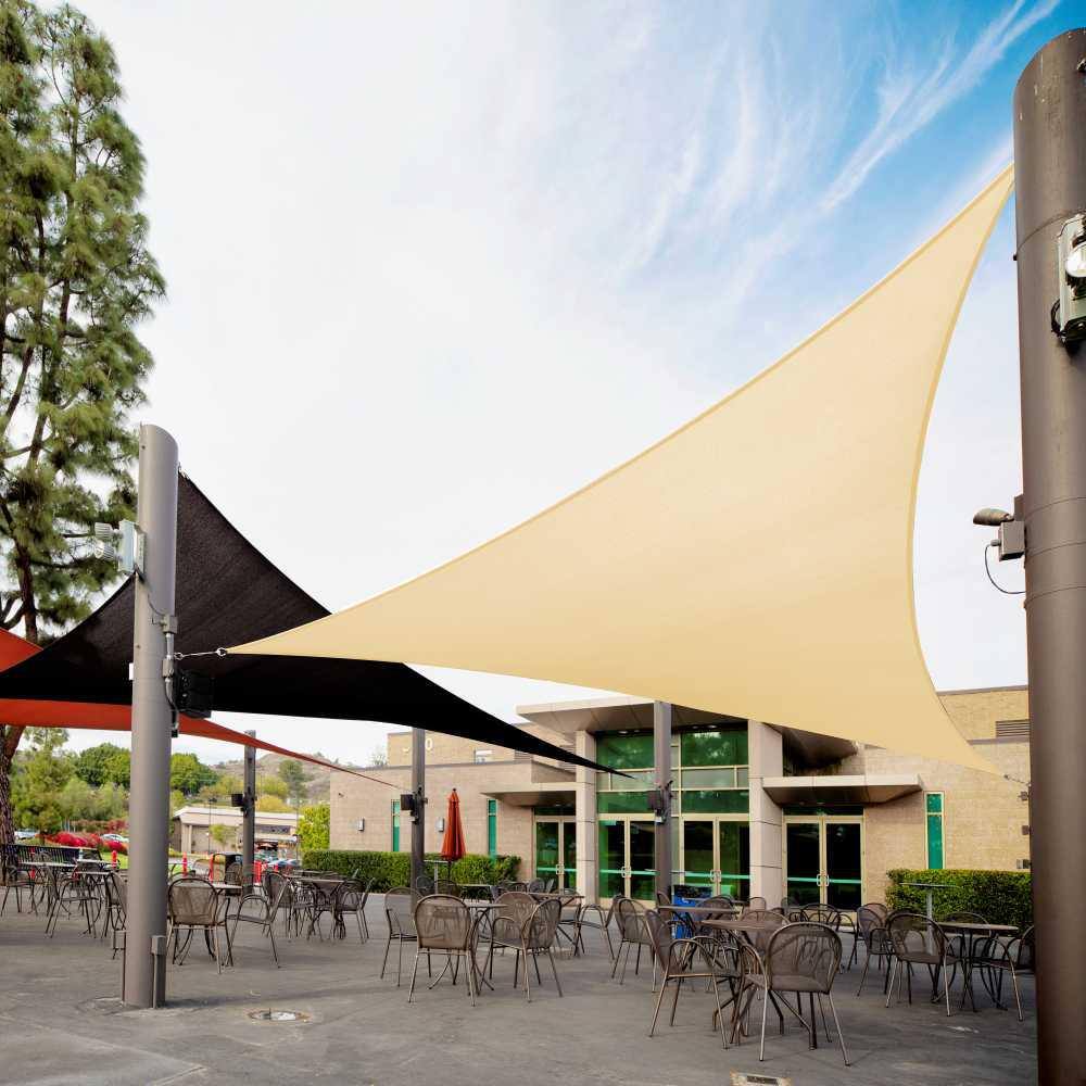 Beige Polyethylene Triangle Sun Shade Sail 22' x 22' x 22'