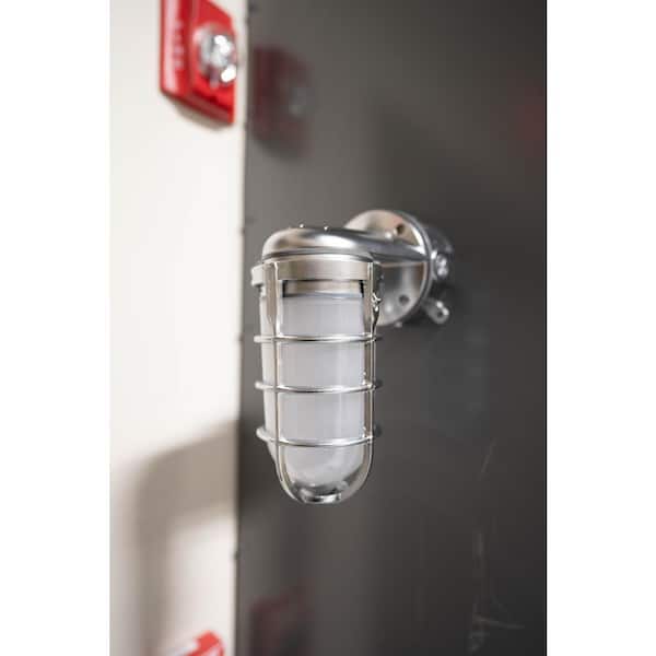 Southwire Brushed Nickel/Steel LED Outdoor Bulkhead Light with Vapor Tight Ceiling Mount