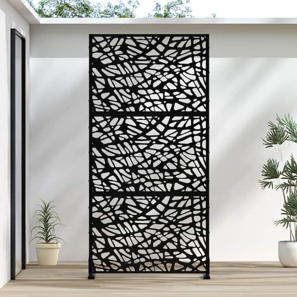 72 in. x 35 in. Black Privacy Screen Galvanized Freestanding Panel