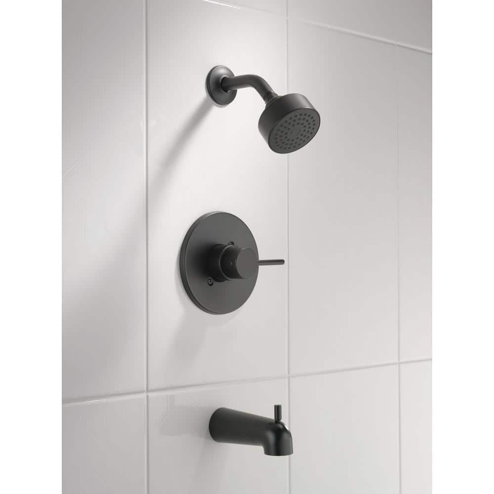 Matte Black Modern Wall Mounted Tub and Shower Trim Kit