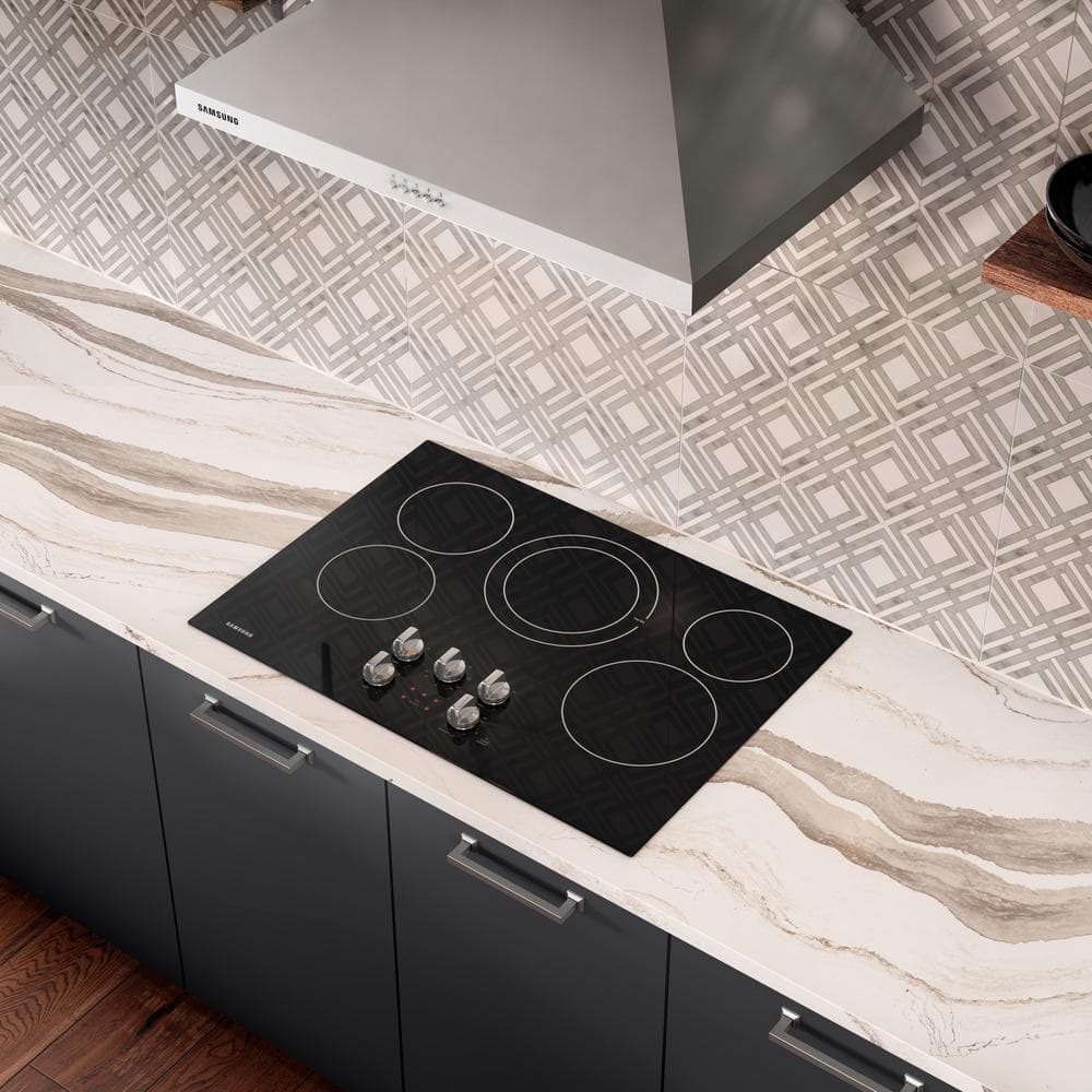 30" Black Ceramic Electric Cooktop with 4 Burners