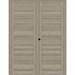 Louver 60 in. x 95.25 in. Right Active Shambor Wood Composite Double Prehung Interior Door