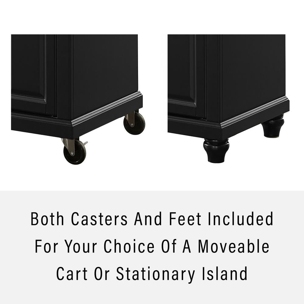 Cambridge Black Kitchen Island Cart with Natural Wood Top