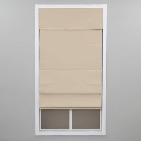 Perfect Lift Window Treatment Khaki Cordless Blackout Energy-Efficient Cottom Roman Shade 35 in. W x 72 in. L