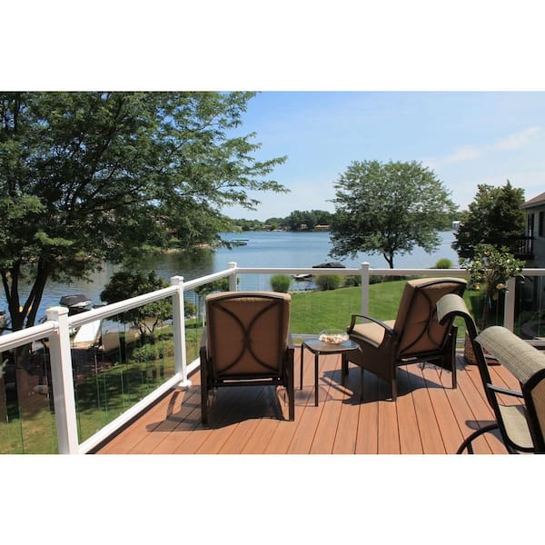 EZ Handrail 6 ft. x 36 in. White Aluminum Frame Glass Baluster Railing Kit