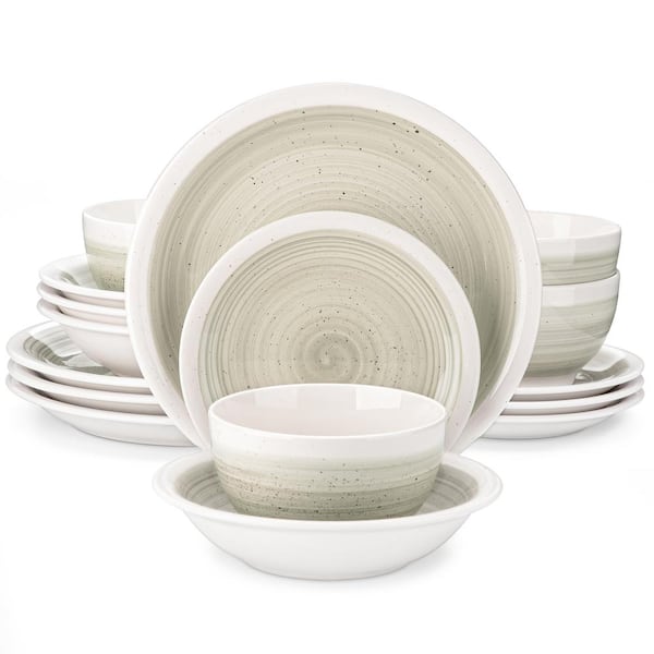 ORI 16 Piece Modern Beige Stoneware Dinnerware Set Tableware (Service for 4)
