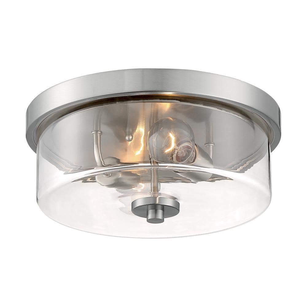 Sommerset Brushed Nickel 13" Flush Mount Light with Clear Glass