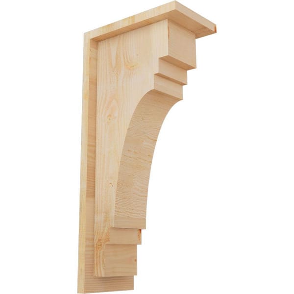 Ekena Millwork 6 in. x 10 in. x 22 in. Douglas Fir Pescadero Rough Sawn Corbel with Backplate