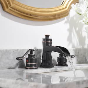 Classic Retro Style 8 in. Widespread Double Handle Bathroom Faucet with Drain Kit Included in Oil Rubbed Bronze