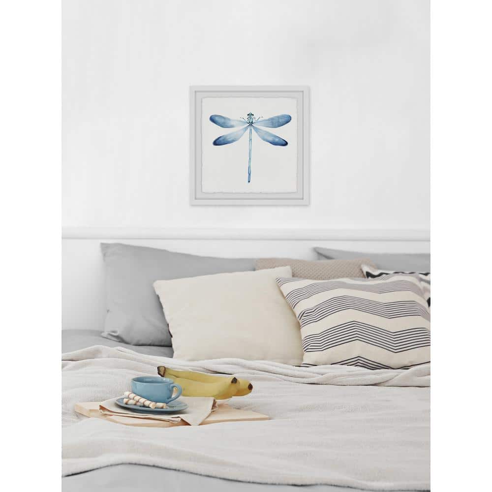 18 in. H x 18 in. W Pastel Blue Dragonfly by Marmont Hill Framed Print
