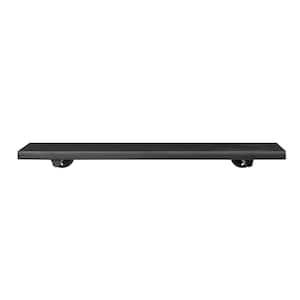 Bailey 8.25 in. x 24 in x 2.25 in Black Mango Wood and Iron Floating Shelf