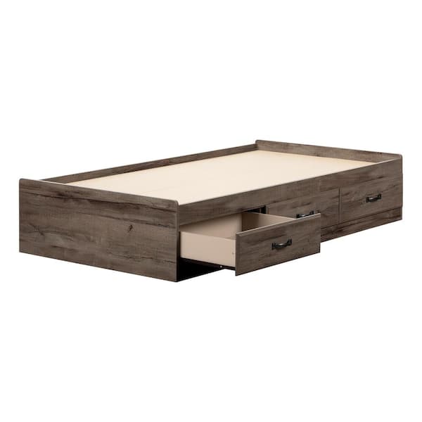 South Shore Ulysses Mates Bed with 3-Drawers, Fall Oak