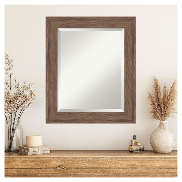Pia Medium Brown 20.75 in. x 24.75 in. Beveled Casual Rectangle Framed Wall Mirror