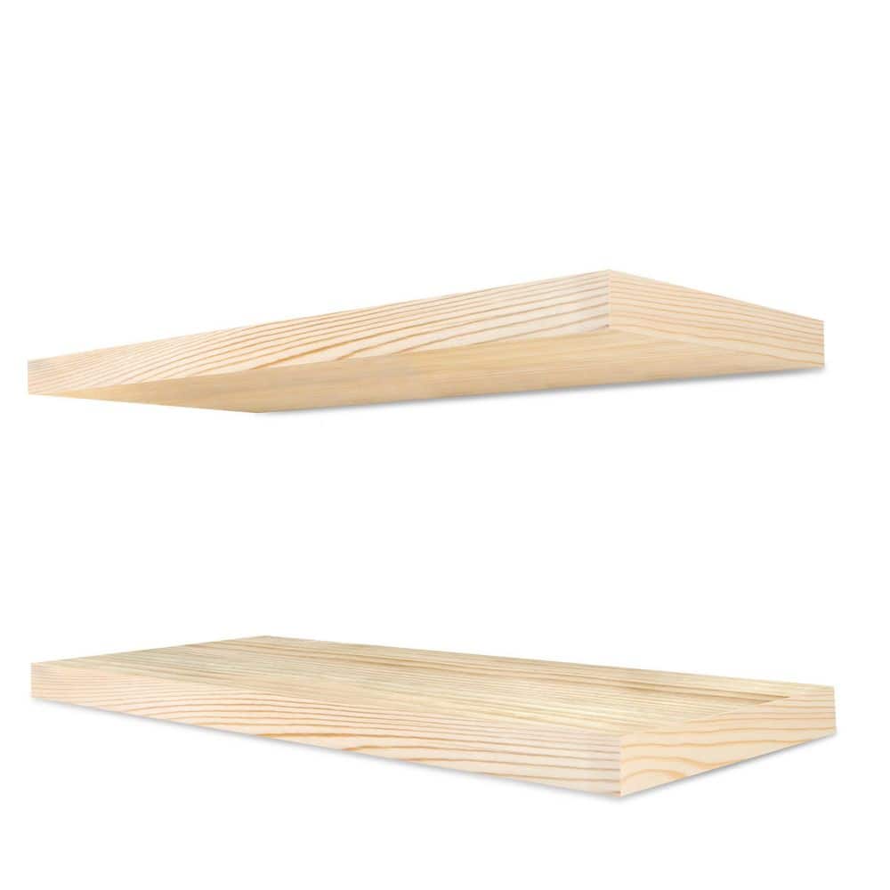 Solid Wood Floating Shelves, 24 in. W x 9 in. D Natural Wood Decorative Wal