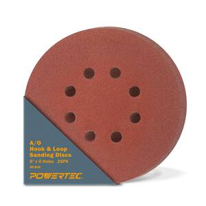 6 in. 40-Grit Aluminum Oxide Hook and Loop 8-Hole Disc (25-Pack)