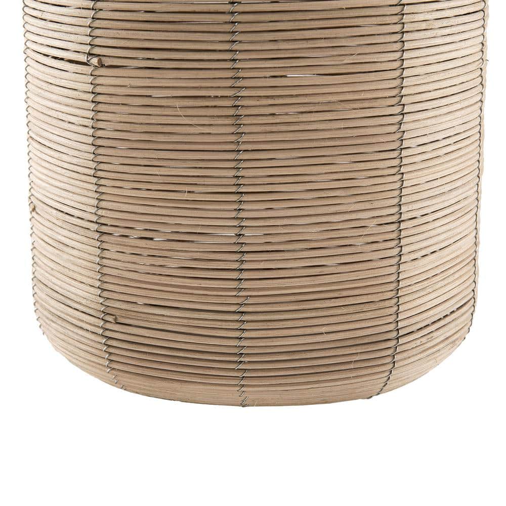 Joline 20" Off-White Rattan Table Lamp with Drum Shade