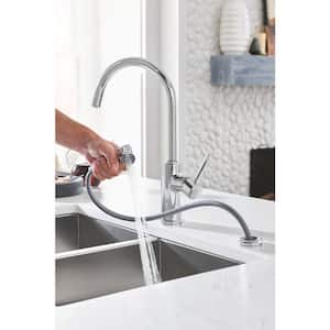 Sombra Single-Handle Standard Kitchen Faucet with Side Sprayer in Chrome