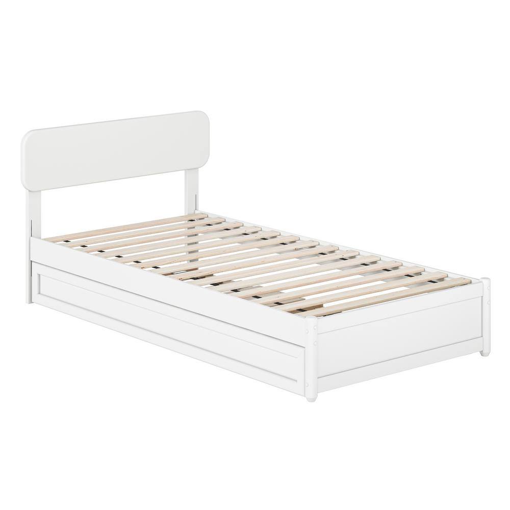 AFI Capri White Solid Wood Frame Twin XL Platform Bed with Panel ...