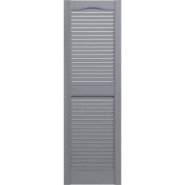 Ekena Millwork LL1S14X03100PG Lifetime Vinyl Standard Cathedral Top Center Mullion with Open Louver Shutters 14 1/2 x 31 Paintable 