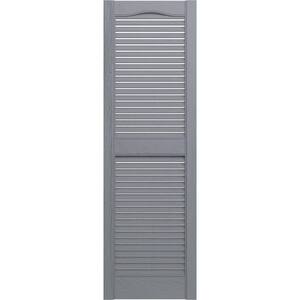 14-1/2 in. x 52 in. Lifetime Open Louvered Vinyl Standard Cathedral Top Center Mullion Shutters Pair in Paintable
