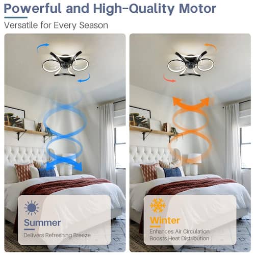 19.7 in. Petal-Shaped Recessed Led Fan Light, Cool White-Natural-Warm White, App and Handheld Remote, 6 Speeds, Timer Ceiling Fans