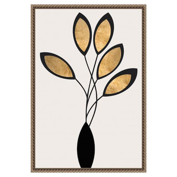 Amanti Art "Cinco Nero" by Kubistika 1-Piece Floater Frame Giclee Abstract Canvas Art Print 23 in. x 16 in.