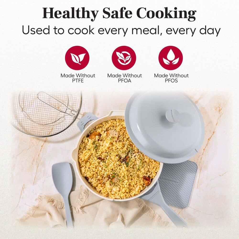 Gray Aluminum Nonstick Multi-Purpose Pan Set with Lid and Accessories