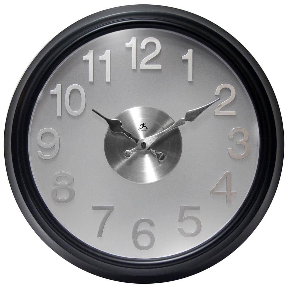 Infinity Instruments Black The Onyx Wall Clock 13314BK-2510 - The Home Depot