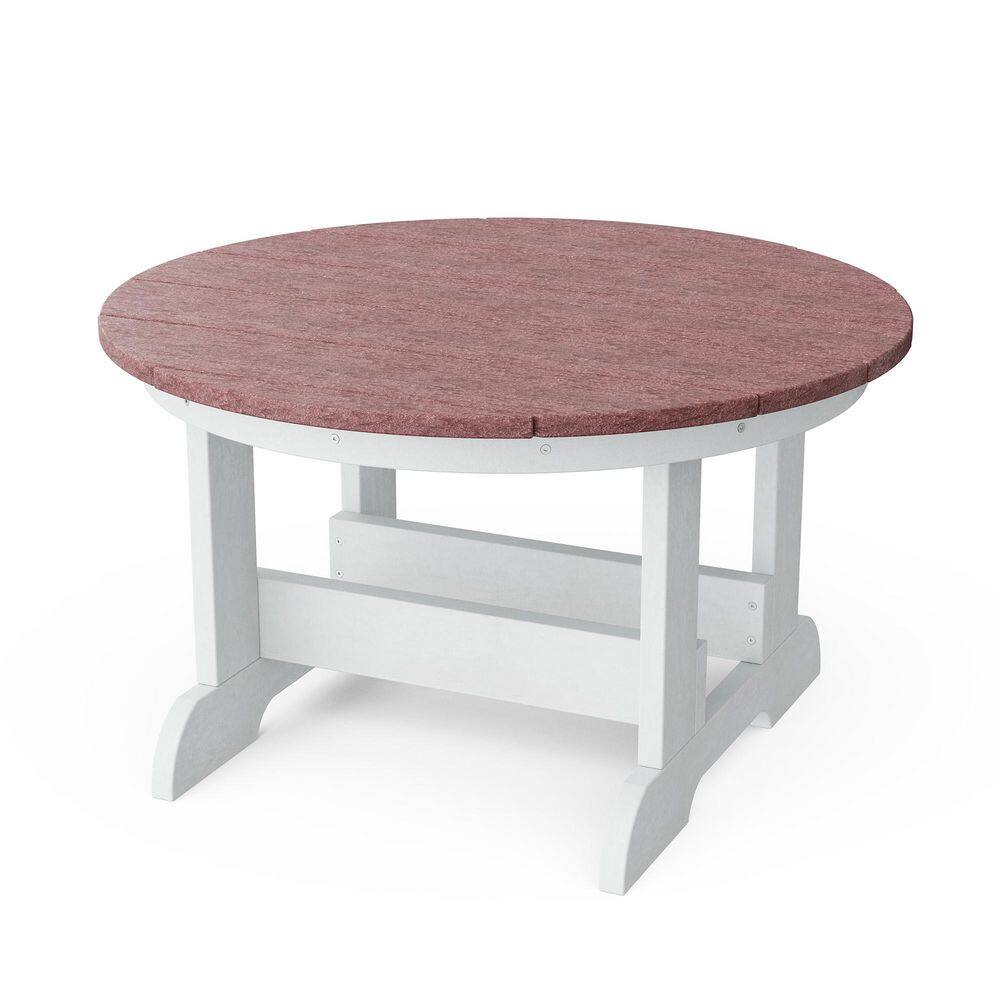 Heritage 31.5 in. Cherrywood and White Round HDPE Plastic Outdoor Conversation Table price history on PriceWatchPro