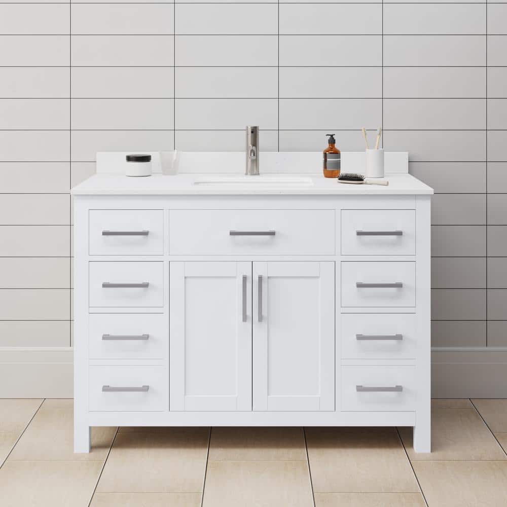 Beckett 48" White Cultured Marble Freestanding Single Bathroom Vanity