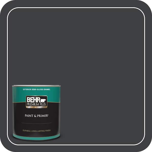 BEHR PREMIUM PLUS 1 qt. Home Decorators Collection #HDC-MD-04 Totally Black Semi-Gloss Enamel Exterior Paint & Primer