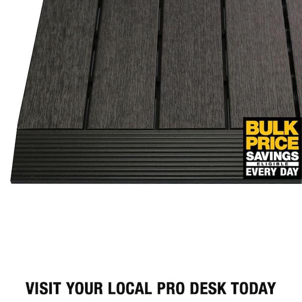1/6 ft. x 1 ft. Quick Deck Composite Deck Tile Straight Fascia in Hawaiian Charcoal (4-Pieces/Box)