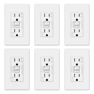 15 AMP 125V Duplex Tamper Resistant Weather Resistant Self-Test GFCI Outlet w/Screwless Wall Plate UL Listed WH (6-Pack)