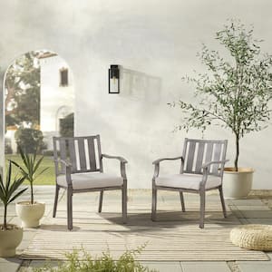 Aluminum Outdoor Dining Chair with Sunbrella Beige Cushion 2-Pack
