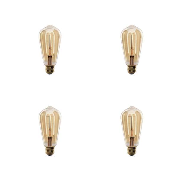 Feit Electric 40-Watt Equivalent ST19 Dimmable M Shape Filament Amber Glass E26 Vintage Edison LED Light Bulb, Warm White (4-Pack)