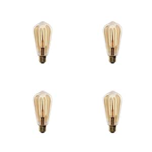 40-Watt Equivalent ST19 Dimmable M Shape Filament Amber Glass E26 Vintage Edison LED Light Bulb, Warm White (4-Pack)