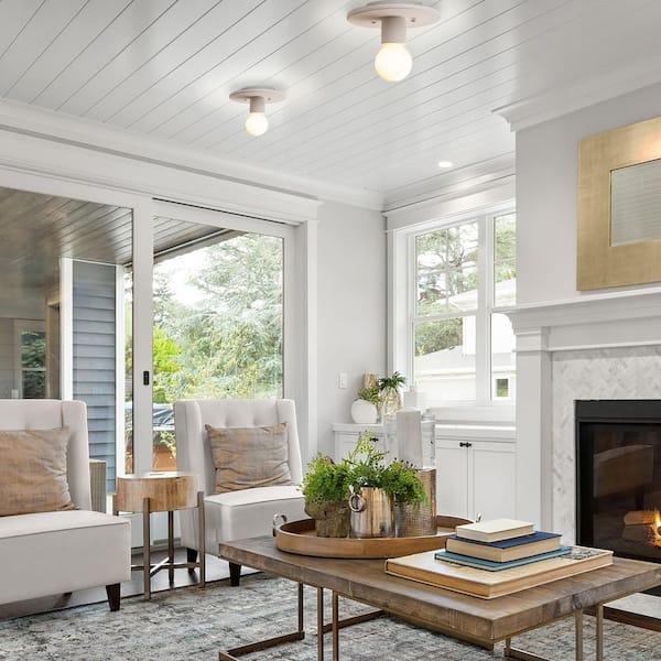 Radiance Collection 1-Light Bisque Outdoor Flush Mount Light