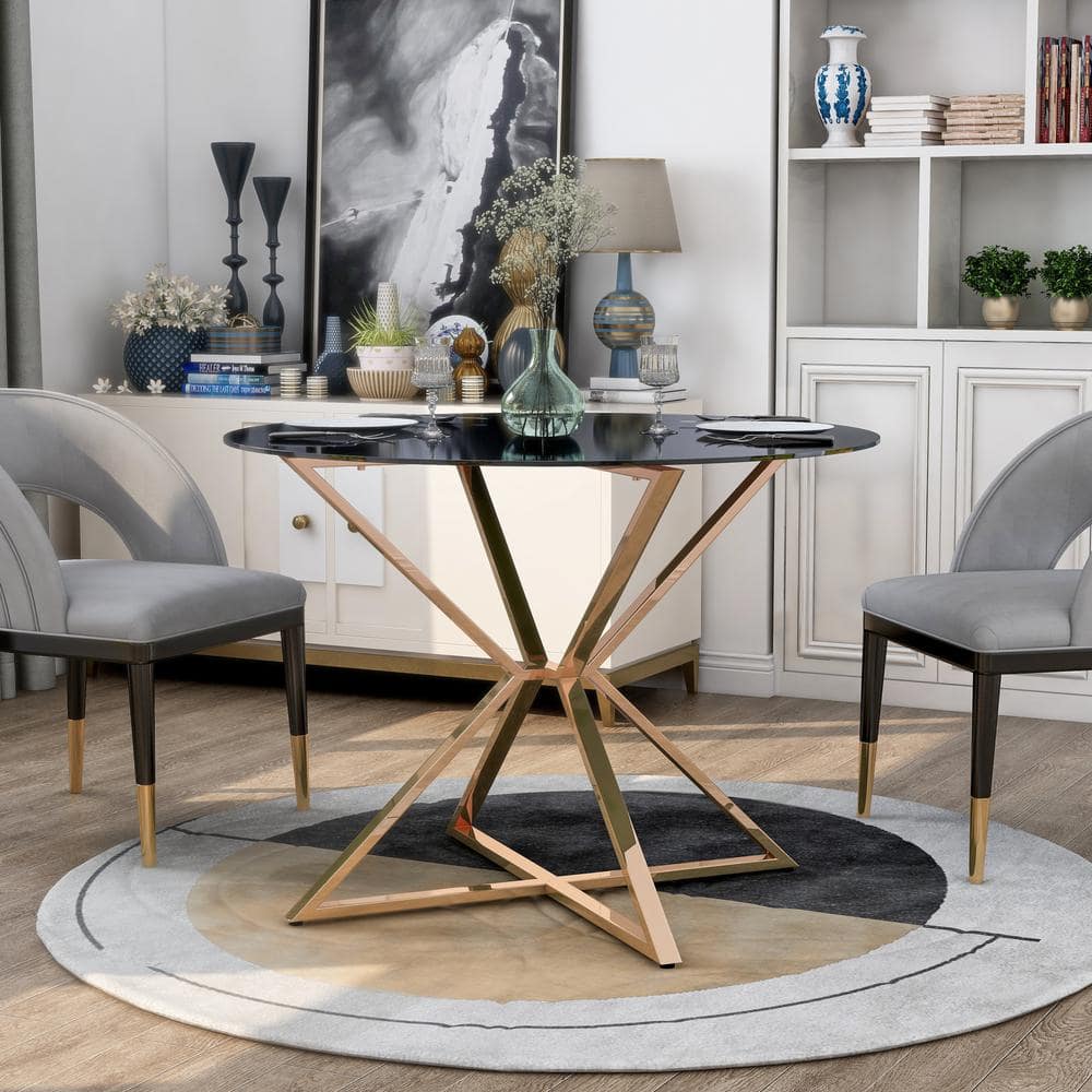 Walnut Round Table Modern Light Luxury Small Household Round Table Nordic  Simple Solid Wood Round Table,Stool Not Included
