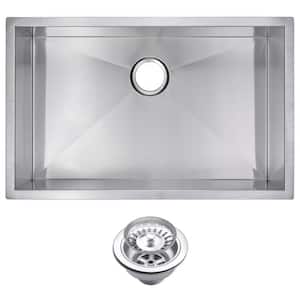 Undermount Stainless Steel 30 in. Single Bowl Kitchen Sink with Strainer in Satin