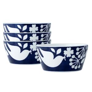 Bluefjord 6 in., 25 fl. oz. Blue Porcelain Cereal Bowls Set of 4