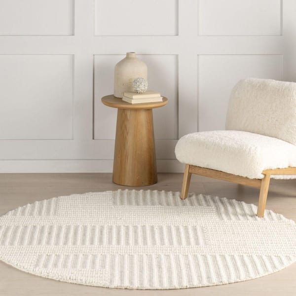 Skye Modern High-Low Ivory 6 ft. Round Rug