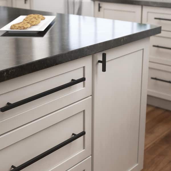 Square Bar 12 in. (305 mm) Modern Matte Black Drawer Pull