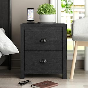 Cinzia Black 18.1 in. 2-Drawer Nightstand