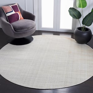Herat Ivory/Beige 7 ft. x 7 ft. Solid Color Round Area Rug