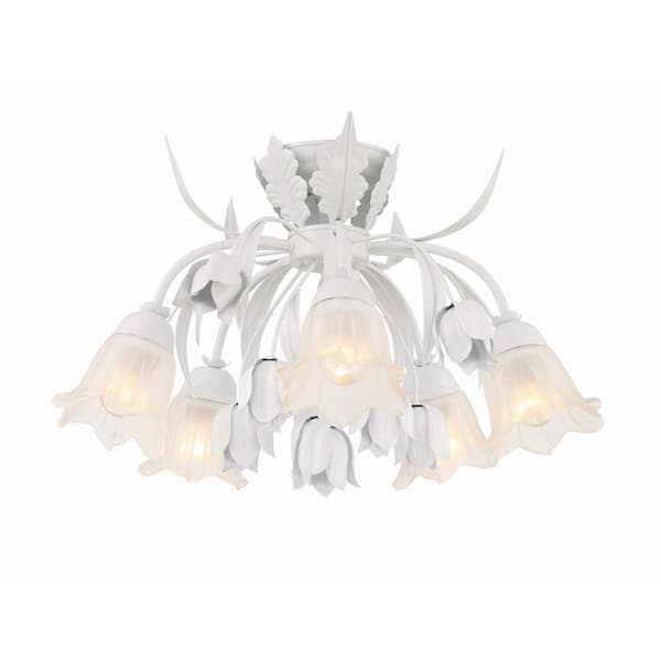 Crystorama Southport 20 in 5-Light Wet White Flush Mount