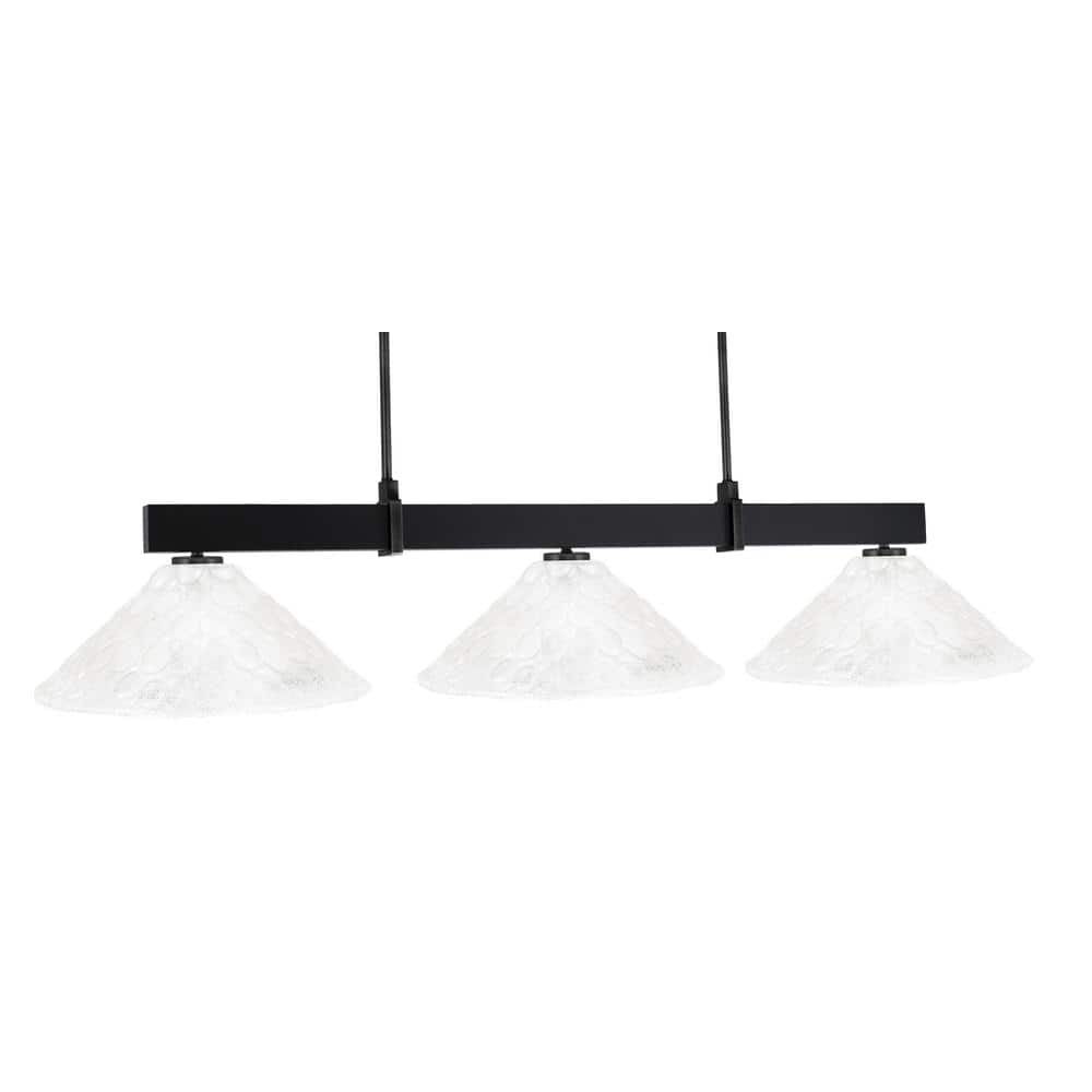 Balmore 3-Light Matte Black Billiard Light with 16 in. Italian Bubble Glass