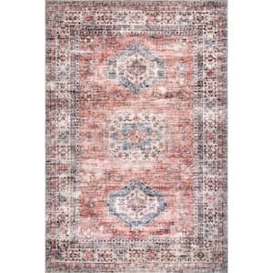 Desna Machine Washable Faded Vintage Peach Doormat 3 ft. x 5 ft. Accent Rug Area Rug