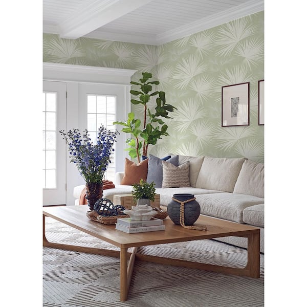 Hatteras Light Green Palms Wallpaper Sample
