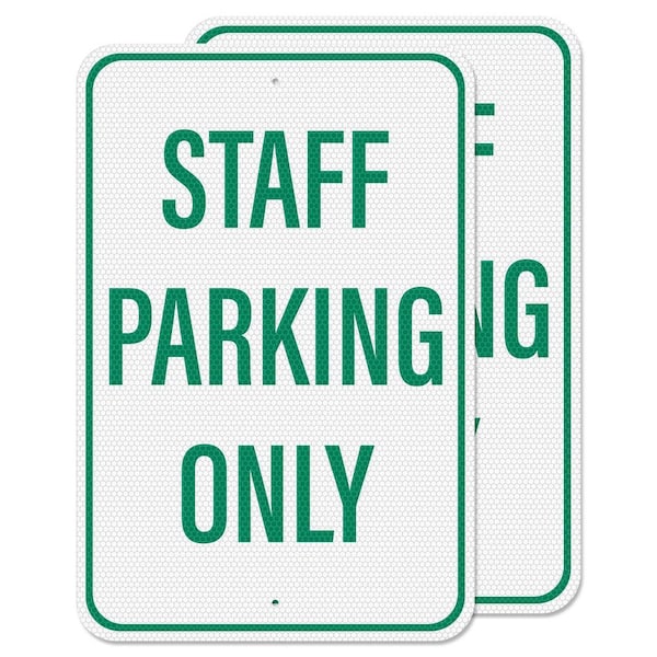 2 Pack 18 x 12 in. Reflective Aluminum Staff Parking Sign Waterproof Laminated Metal Sign for Office Business