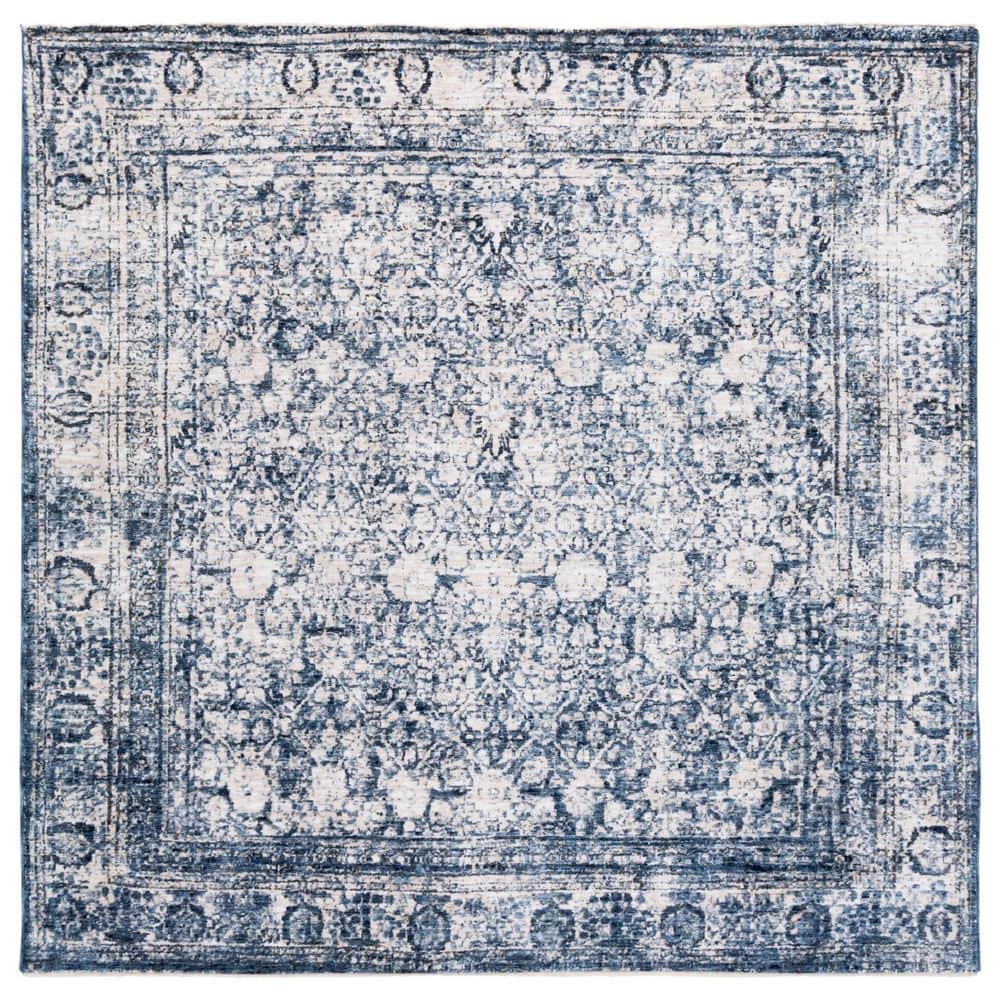 Vintage Oushak 7 ft. x 7 ft. Navy/Ivory Distressed Border Square Area Rug price history on PriceWatchPro